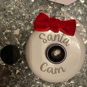 3"Santa Cam White Disc Ornament & Letter From North Pole,real lens, Personalized