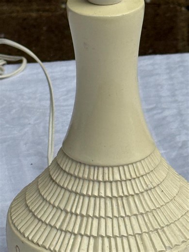 Retro 1970s Mid Century Pottery Table Lamp With Pink Flower Engravings - Etsy