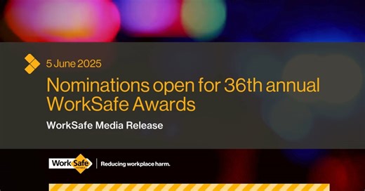 Victorian businesses and individuals making strides in workplace health and safety are invited to share their stories by entering the 2025 WorkSafe Awards. #MediaRelease Read more: go.vic.gov.au/4kPQPPx | WorkSafe Victoria