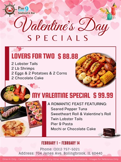 Valentine's Day Seafood Specials at Pier 9