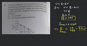 Potential difference across terminals of a cell measured (in vo... | Filo