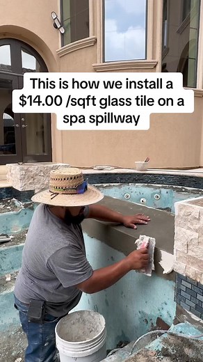 This is how we install a $14.00 sqft glass tile. #swimmingpool #subcontractor #tileandcoping #houstontx #houstontx #poolscontractors #poolremodel