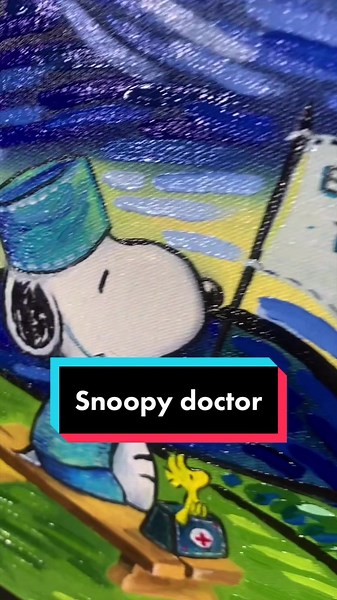 Snoopy Doctor ✨En una noche estrellada✨ ⛑️ Dedicado a todos los doctores 👨🏽‍⚕️👩🏻‍⚕️🧑🏼‍⚕️ En especial al Doctor Zurita y al Doctor Celio #starrynight #lanocheestrellada #nocheestrellada #vangogh #pintandoamano #pintura #snoopy #arte #pinturaoleo #oleo #painting #creandoarte