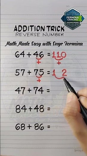 Add reverse numbers in seconds! Learn the trick. #MathMadeEasywithEngrFermina