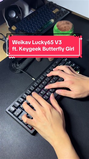A super clean Weikav Lucky65V3 custom keyboard build! Featuring hand-lubed Keygeek Butterfly Girl linear switches, wireless connectivity, as well as a fully aluminum 65% body, this brand new keyboard is compact and perfect for any small desk! Get this keyboard today when you visit keyboard_boi on carousell! #weikavlucky65v3 #keygeekbutterflygirl #thocky #asmr #sgfyp
