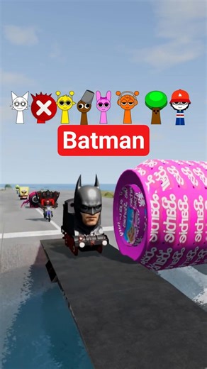 Batman & Sponge Bob & Train Tomas & Small Mario & Shrek vs Boiiard Barbie in Beamng.Drive