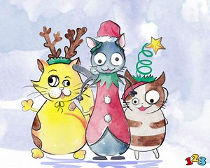Cats' carol - Christmas - send free eCards from 123cards.com