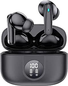P91 Pro Wireless Earbuds Bluetooth 5.3 ANC+ENC TWS Long Playtime HiFi Headphone Active Noise Canceling Waterproof Gaming Sports Full Touch Control Headset Digital LED Display Earphone 2 Mic