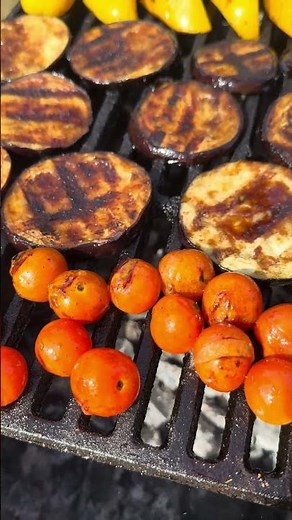 🔥Grilled Veggies on Fire! Sizzling Eggplant, Peppers & Cherry Tomatoes🔥