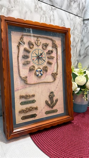 Vintage Nautical Shadow Box Key Holder and Wall Clock, Rope Knot Display Case With Hooks, Anchor Maritime Coastal Decor - Etsy