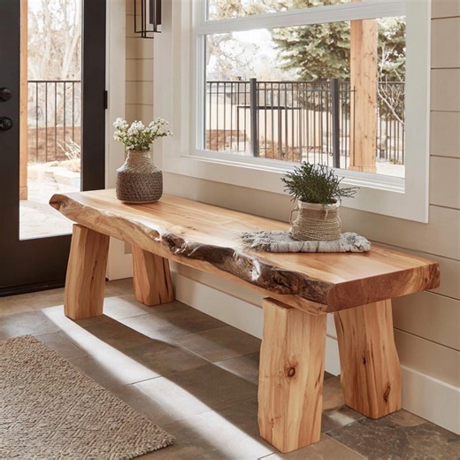 Rustic Wood Bench - Handmade Wooden Bench - Walnut Dining Bench - Live Edge Farmhouse Bench - Wood Bench - Wooden Bench - Etsy