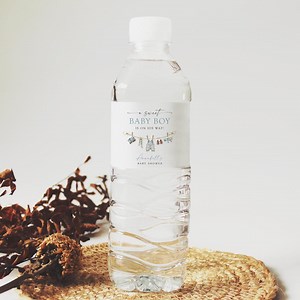 Boy Baby Shower Water Bottle Label, A Sweet Baby Boy Water Bottle Sticker, Printed or Instant Editable Digital, BA6425 - Etsy