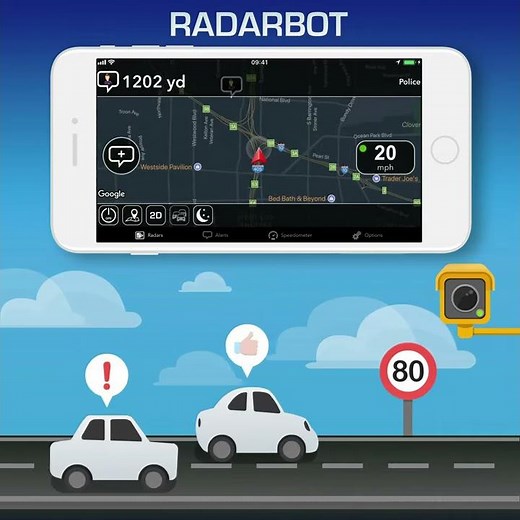 Radarbot Free: Detektor kamer a rychloměr (iOS/Android App)
