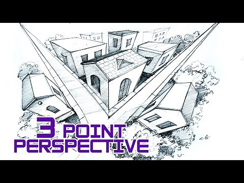 HOW TO DRAW 3 POINT PERSPECTIVE/ Bird's Eye View in 3 POINT PERSPECTIVE