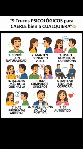 🧠😎 "9 Trucos PSICOLÓGICOS para CAERLE BIEN a CUALQUIERA" 🤝🔥