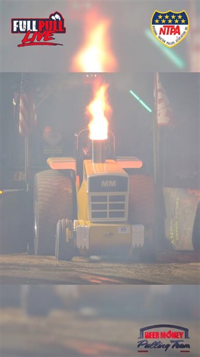 Russ Yoder had the wick turned up on his “Xtra Butter” Pro Stock last night in Canton, Ohio!! Full Pull NTPA Truck and Tractor Pulling #tractorpulling | Beer Money Pulling Team
