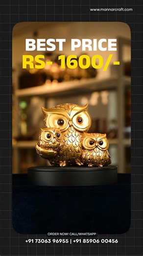 Gold Owl Statue Decor that adds elegance and warmth to any space. Premium polyresin with intricate d