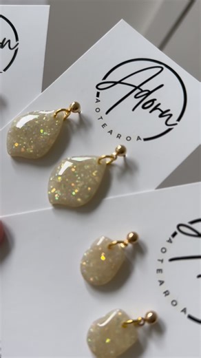 I love opal so decided to make inspired opal earrings. And here they are, looking all beautiful. 🤍 . . . . #opal | Adorn Aotearoa