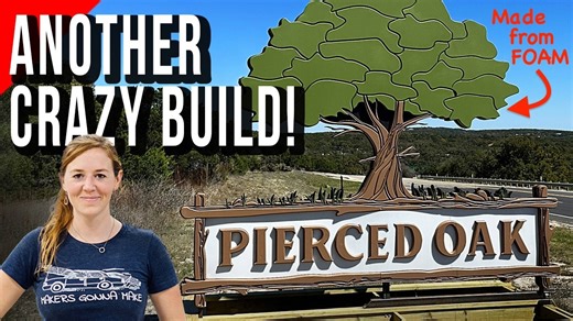 Create a sign for an RV park using foam, steel, and wood