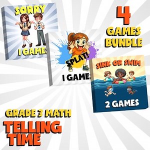 4 No Prep Math Games Bundle A - Telling Time - Grade 3 Review Activity
