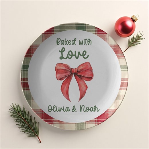 Personalized Christmas Plate | Baked With Love Holiday Dinnerware | Custom Family Names | Cookie Plate | Festive Tableware & Keepsake Gift - Etsy Canada
