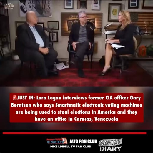 🚨JUST IN: Lara Logan interviews former CIA officer Gary Berntsen who says Smartmatic electronic voting machines are being used to steal elections in America and they have an office in Caracas, Venezuela | Marjorie Taylor Greene Fan Club