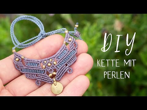 ✨ Makramee Kette mit Anhänger und Perlen - Tutorial✨