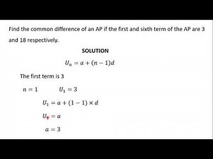 6 Finding the Common Difference of an Arithmetic Progression