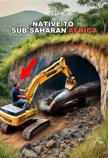 huge rock python attacking excavator aggressively