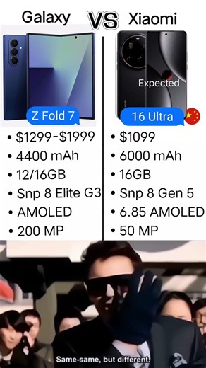 Xiaomi 16 ultra vs Galaxy z fold7📲🏆#msteffects #tech #xiaomi #youtube #shorts #smartphone #shorts