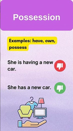 Common Categories of Stative Verbs and the correct usage