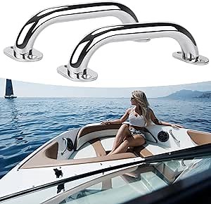 2 Pcs Boat Handrail,Stainless Steel Grab Handles Heavy Duty Marine Rail Grab 9" Round Tube Handle
