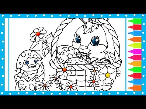 Coloring Easter Bunnies, Chicks and Unicorns | Easter Coloring Book Pages