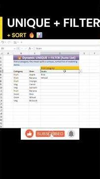 Filter Using UNIQUE + FILTER + SORT 🔥 #excel
