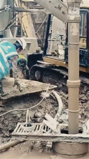 Foundation work, casting concrete of bore pile.👷