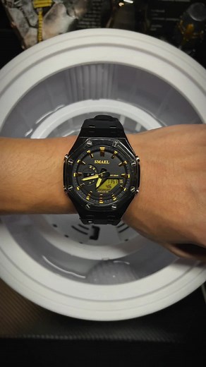 Cleaning a Stylish Black and Yellow Wristwatch