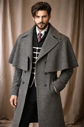 Men’s Victorian Wool Cape Coat, Vintage Gothic Steampunk Edwardian Winter Gentleman Overcoat Jacket - Etsy