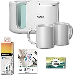 Cricut Mug Press Machine Bundle - Heat Press Machine for Coffee Mugs, Heat Press for Sublimation, Infusible Ink Transfer Paper, Sublimation Mug Blanks, DIY Project Designs, Gift Ideas, Craft Projects,