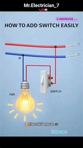 How To Add Switch Easily.⚡📴🔌#tips#electrical#wiringdiagram#wiring#electricalindia#shorts#viral#short