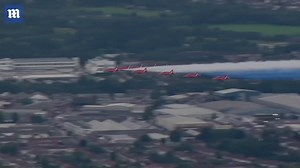 Red Arrows planes fly over Wembley Stadium England's Euro final against Italy