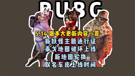 最新资讯！【PUBG绝地求生】5.14 版本大更新内容一览！新通行证/新地图机制/布加迪上线时间一览