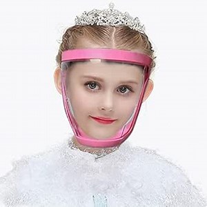 Super Protective Clear Face_Shield for Kids - Kejycc HD Transparent Anti-Fog Full Face_Shield，Reusable Eye, Nose, Mouth Safety Protection,Pink