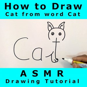 How to Draw a Cat from word Cat | ASMR Drawing Tutorial | Richie Barrientos | Facebook