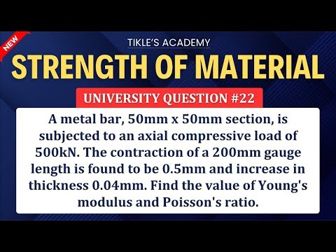 STRENGTH OF MATERIALS | UNIVERSITY EXAM IMPORTANT QUESTION 22 ‪@TIKLESACADEMY‬