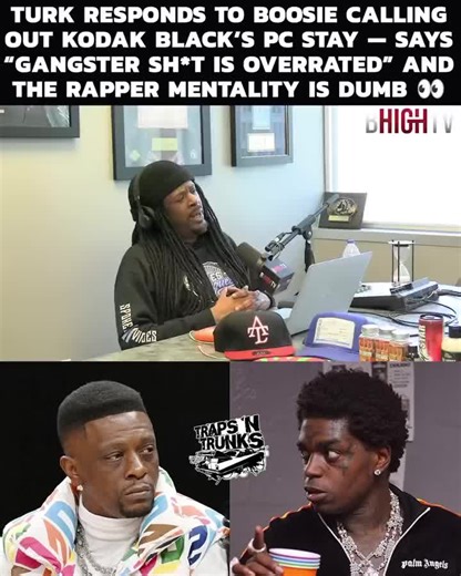 Turk weighed in on the Boosie vs. Kodak Black situation and said the whole debate about PC is part of a “rapper mentality” that he thinks is dumb. 👀 According to Turk, when you’re a high-profile artist like Kodak, the system sometimes places you in protective custody or administrative housing because you become a target. Turk said protecting yourself in that situation is the smart move and shouldn’t automatically mean someone isn’t real. He also said the whole “gangster” image is overrated and 