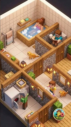 Cozy bathroom morning with tiny blocky routines 💦💅 #minecraftshorts #minecraftanimation #minecraft
