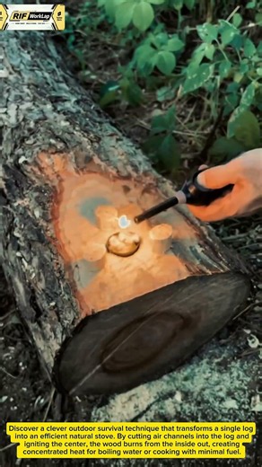 Genius Survival Cooking Hack Using a Log Stove | Outdoor Camping Idea