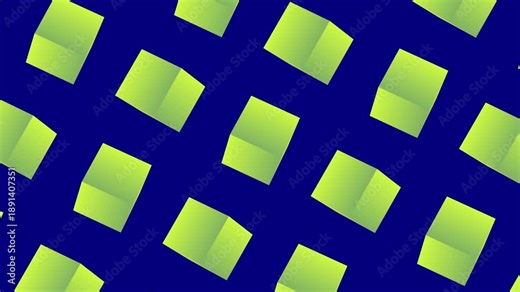 collection of green cubes scattered across a blue background in various 3d perspectives