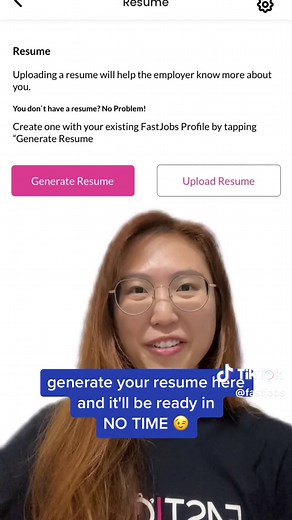 no resume? no problem with the FastJobs app, you can generate one!! 🤩📄 #fastjobs #fypsg #jobs #jobssg #sgcareer #resume #resumebuilder