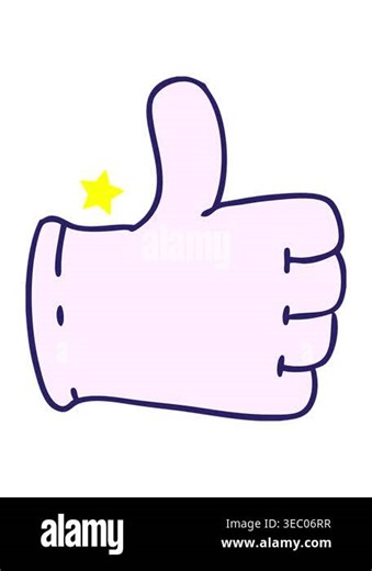 twinkling stars effect animation of cartoon glove giving thumbs up symbol Stock Video Footage - Alamy